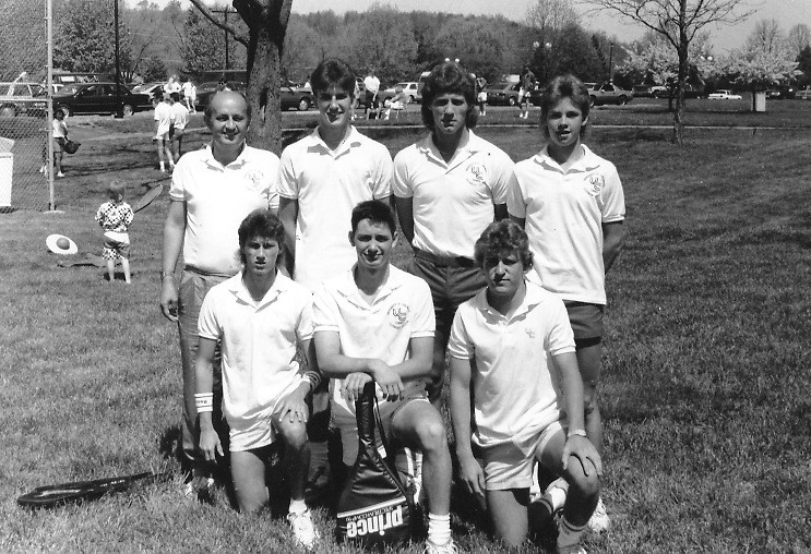 Students Activities-1988-State Champion Tennis Team Posing Students Activities-1988-State Champion Tennis Team Posing
