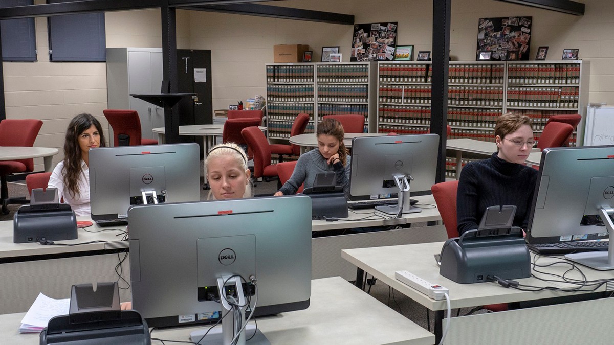 Students using computers