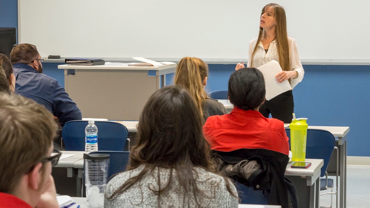 Professor teaching class